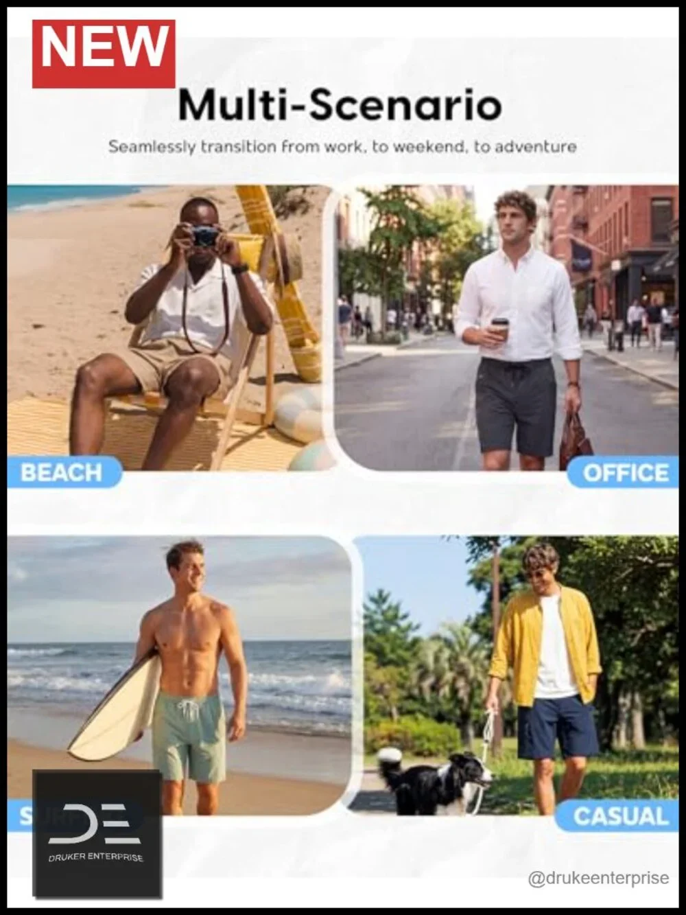 Men's Quick Dry Board Shorts with Zipper Pockets 9